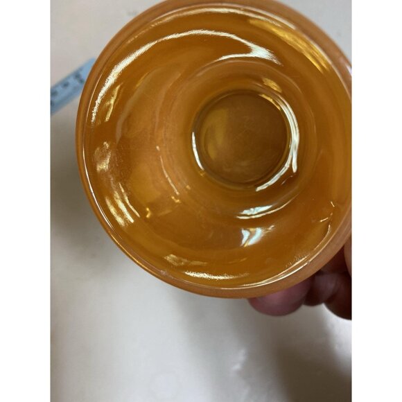 Anchor Hocking Fire King Peach Luster Glass Swirl Demitasse Cup & Saucer Set - Picture 10 of 10